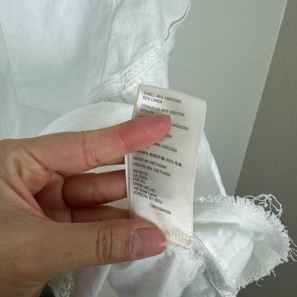 We the Free White Moon City Tunic Top M Linen Blend Frayed Hem Boho Minimalist - Picture 7 of 10